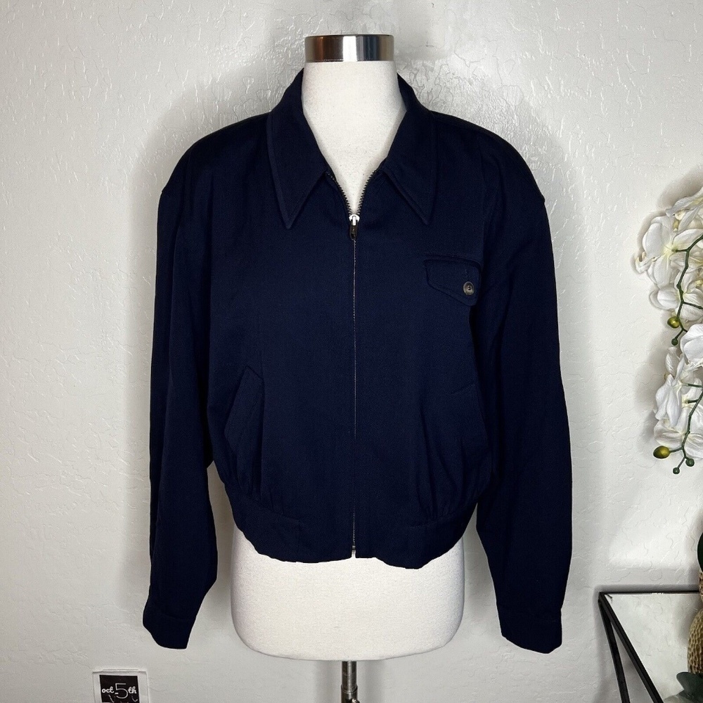 Liz Claiborne Women's Navy Blue Jacket Size 12 Long Sleeve Zip Up